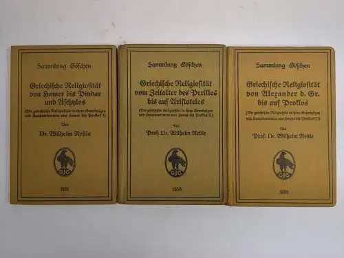 Buch: Die griechische Religiosität, Wilhelm Nestle, 3 Bände, Sammlung Göschen
