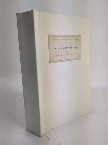 Buch: Lexicon Abbreviaturarum, Cappelli, Adriano, 1928, J. J. Weber, guter Zust.