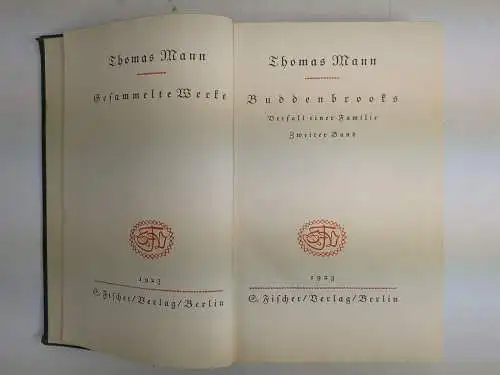 Buch: Die Buddenbrooks, Verfall einer Familie Thomas Mann, 2 Bände, S. Fischer