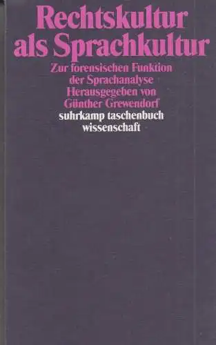 Buch: Rechtskultur als Sprachkultur, Grewendorf, Günther, 1992, Suhrkamp, gut