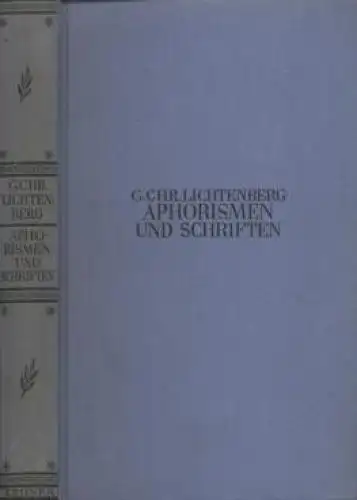 Buch: Aphorismen und Schriften, Lichtenberg, G. Chr. Kröners Taschenbuch, 1931