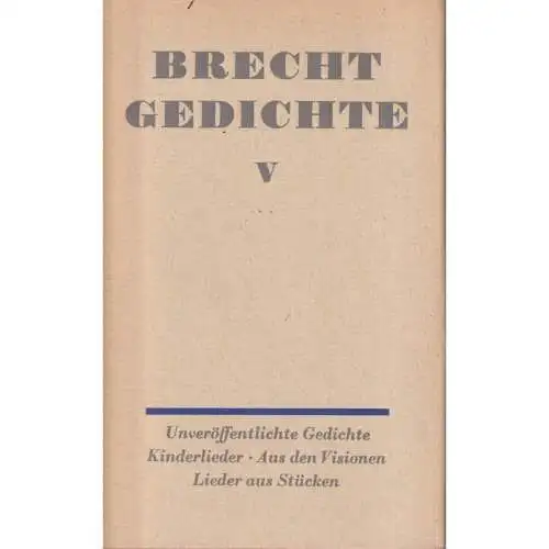 Buch: Gedichte. Band V, Brecht, Bertolt. Gedichte, 1978, Aufbau-Verlag