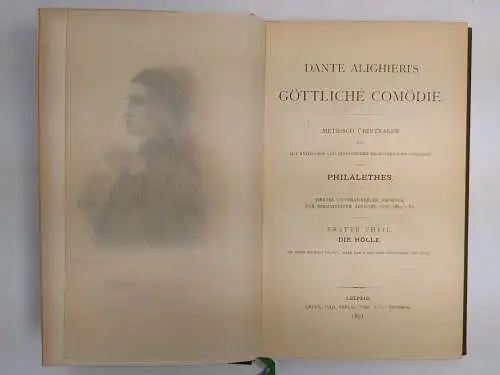 Buch: Dante Aligheri's Göttliche Comödie I-III, Teubner, 1891, 3 Bände, Komödie