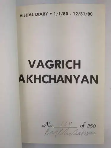 Buch: Vagrich Bakhchanyan - Diary 1/1/80-12/31/80, Cremona Foundation, signiert