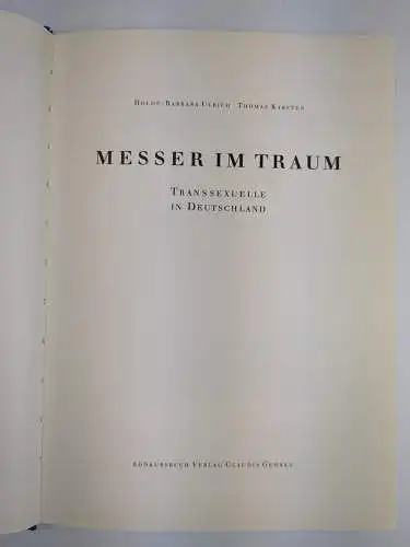 Buch: Messer im Traum, Transsexuelle in Deutschland, Th. Karsten / H. B. Ulrich