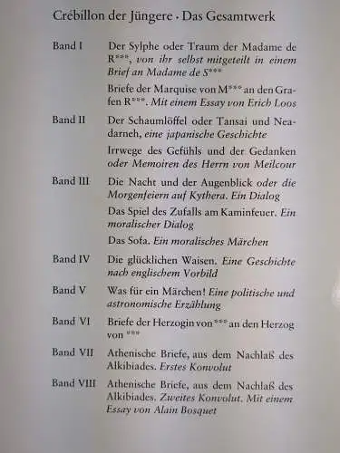 Buch: Crebillon der Jüngere - Das Gesamtwerk in acht Bänden , Propyläen, 8 Bände