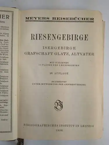 Buch: Riesengebirge, Isergebirge, Grafschaft Glatz, Altvater, Meyers Reisebücher