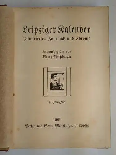 Buch: Leipziger Kalender 1909, Illustriertes Jahrbuch und Chronik, Merseburger