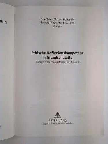 Buch: Ethische Reflexionskompetenz im Grundschulalter, Marsal, 2007, Peter Lang