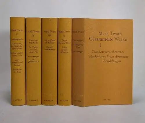 Buch: Mark Twain - Gesammelte Werke in fünf Bänden, 1976, Hanser Verlag, 5 Bände