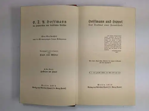 3 Bücher E. T. A. Hoffmann im persönlichen und brieflichen Verkehr, 1912, Paetel