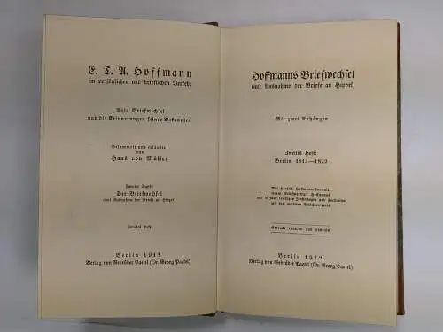 3 Bücher E. T. A. Hoffmann im persönlichen und brieflichen Verkehr, 1912, Paetel