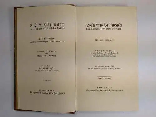 3 Bücher E. T. A. Hoffmann im persönlichen und brieflichen Verkehr, 1912, Paetel