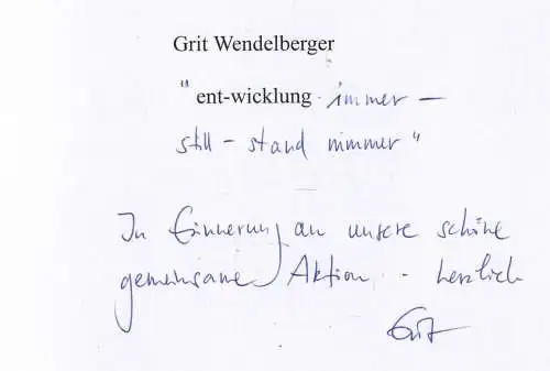 Buch: ent-wicklung, Wendelberger, Grit, 2013, poetische Aktion in 228 Worten