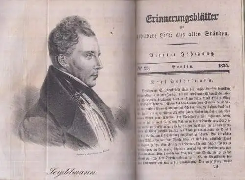 Buch: Erinnerungsblätter, 4. Band, 1835, Lewent's Verlagsbuchhandlung