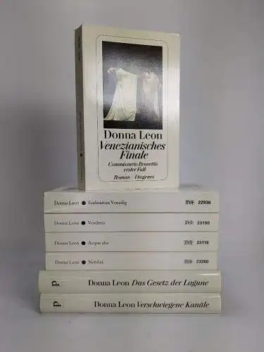 7 Bücher Donna Leon, Commissario Brunetti, Diogenes Taschenbücher, Konvolut