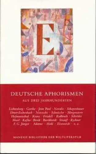 Buch: Deutsche Aphorismen aus drei Jahrhunderten, Hindermann, Federico, 1987