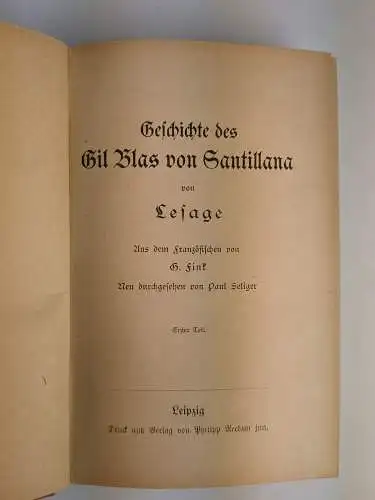 Buch: Gil Blas von Santillana, Lesage, Reclam Verlag, 2 Bände, gebraucht, gut