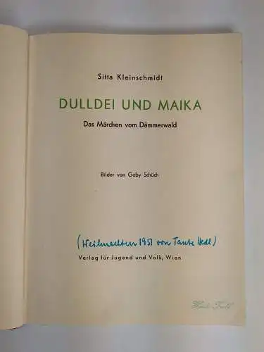 Buch: Dulldei und Maika, Sitta Kleinschmidt, 1951, Verlag für Jugend und Volk