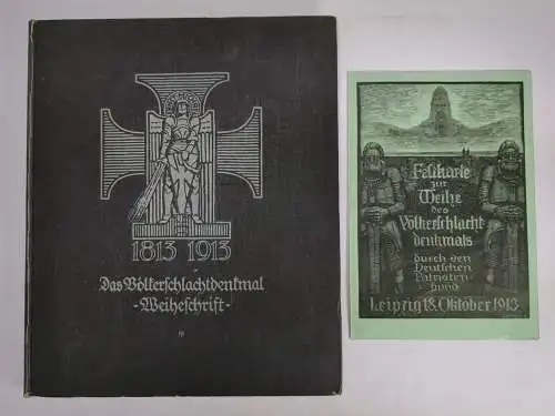 Buch mit Festkarte: Deutschlands Denkmal der Völkerschlacht, A. Spitzner, 1913