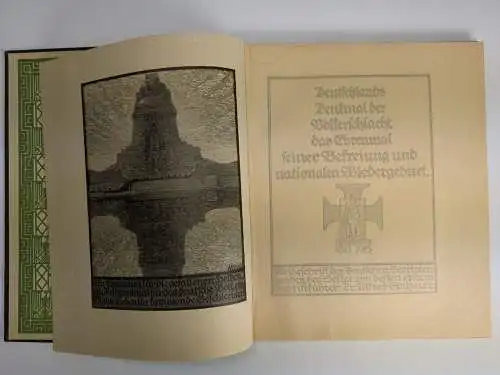 Buch mit Festkarte: Deutschlands Denkmal der Völkerschlacht, A. Spitzner, 1913