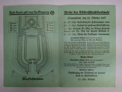 Buch mit Festkarte: Deutschlands Denkmal der Völkerschlacht, A. Spitzner, 1913