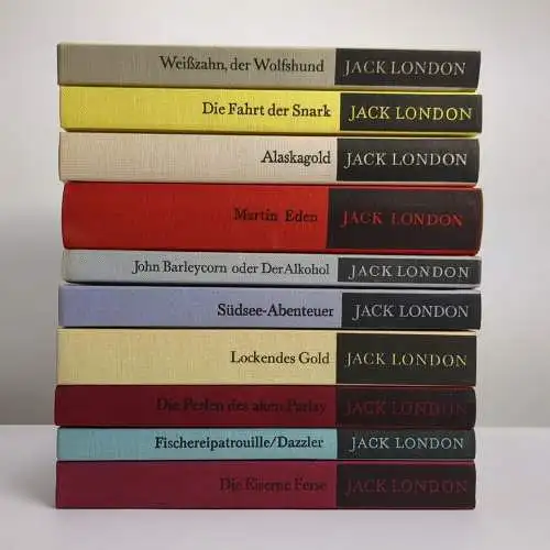 10 Bücher Jack London: Dazzler, Ferse, Perlen, Gold, Südsee, Snark, Weißzahn ...