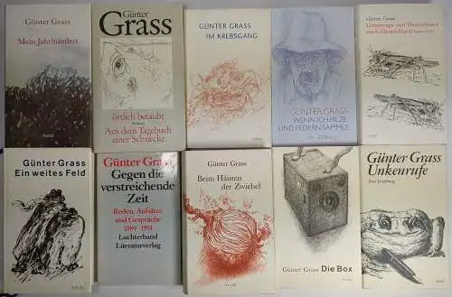 10 Bücher Günter Grass: Jahrhundert, Schnecke, Zwiebel, Unkenrufe, Zeit, Feld...