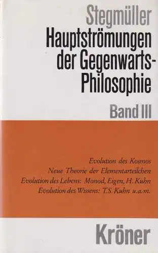 Buch: Hauptströmungen der Gegenwartsphilosophie 3, Stegmüller, Wolfgang, 1987