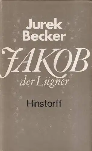 Buch: Jakob der Lügner, Becker, Jurek. 1982, Hinstorff Verlag, gebraucht, gut