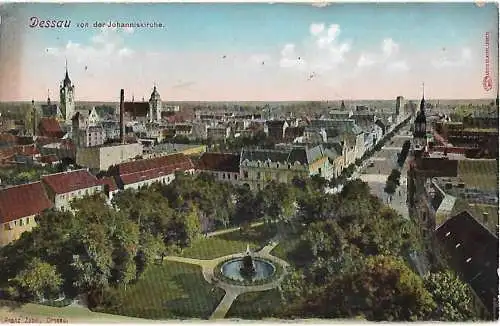 AK Dessau von der Johanniskirche. ca. 1913, Postkarte. Ca. 1913, gebraucht, gut