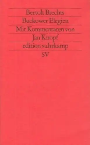 Buch: Buckower Elegien, Brecht, Berthold. 1986, Suhrkamp Verlag, gebraucht, gut