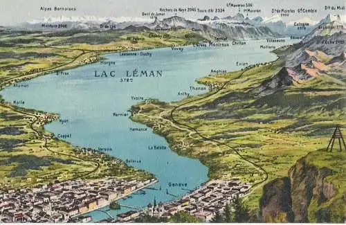 AK Panorama du Lac Leman . ca. 1905, Postkarte. Ca. 1905, Verlag Jaeger