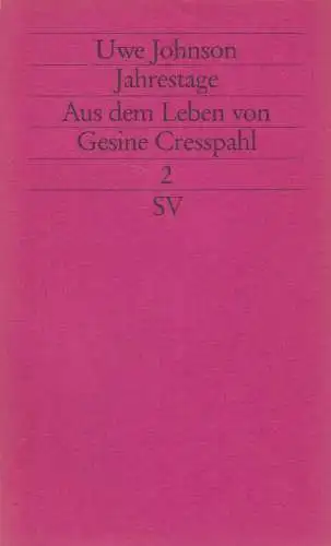 Buch: Jahrestage 2, Johnson, Uwe. Edition Suhrkamp, 1993, Suhrkamp Taschenbuch