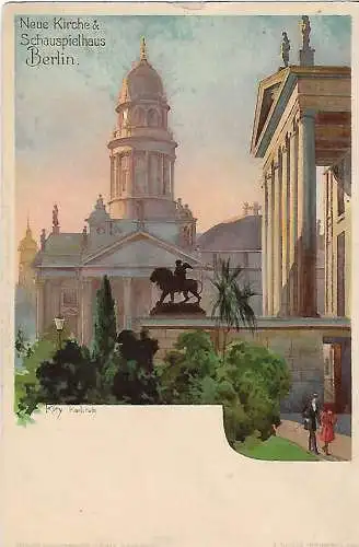 AK Neue Kirche und Schauspielhaus Berlin. ca. 1901, Postkarte, gut