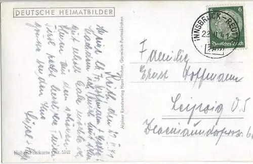 AK Gschandkopfhütte gegen Reitherspitze.ca. 1941, Postkarte. Ca. 1941