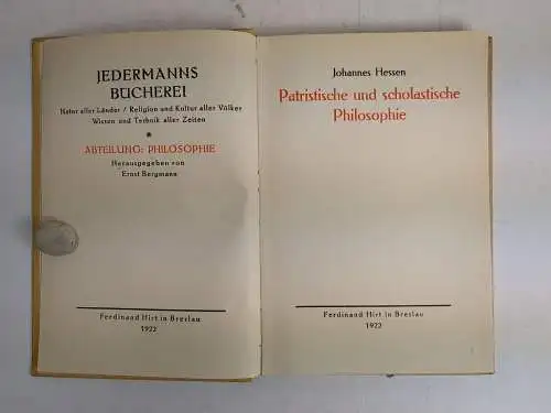 Buch: Patristische und scholastische Philosophie, Johannes Hessen, 1922, Hirt