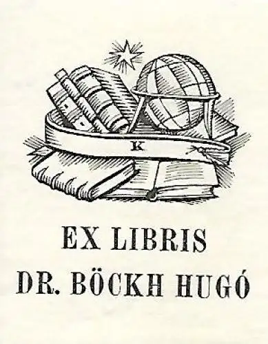 Original Druck Exlibris: Dr. Böckh Hugo, Bücher, Globus, gebraucht, gut