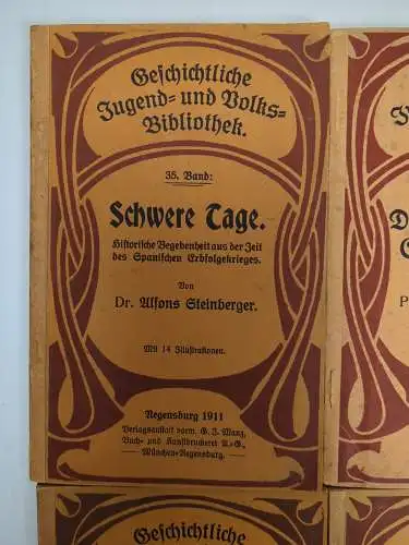 4 Bücher Geschichtliche Jugend- und Volksbibliothek, Nr. 35, 39, 43, 49, Manz