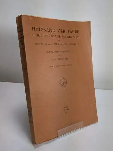 Buch: Das Halsband der Taube, Abu-Muhammad Ali Ibn-Hazm al-Andalusi, 1942, Brill