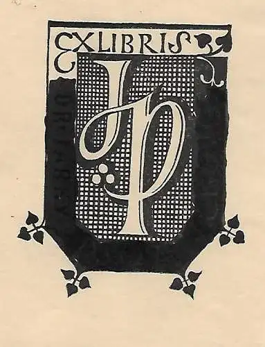 Original Grafik Exlibris: J. P., Ranken, gebraucht, gut