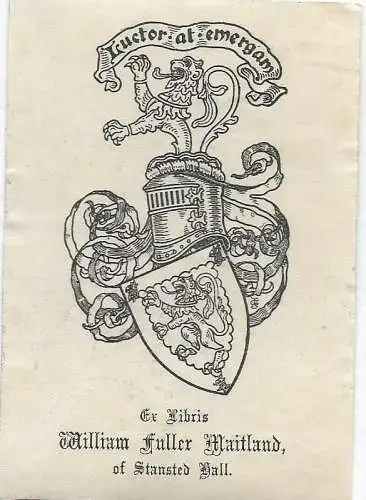 Original Kupferstich-Wappen: Heraldik - Ex Libris William Fuller Maitland of