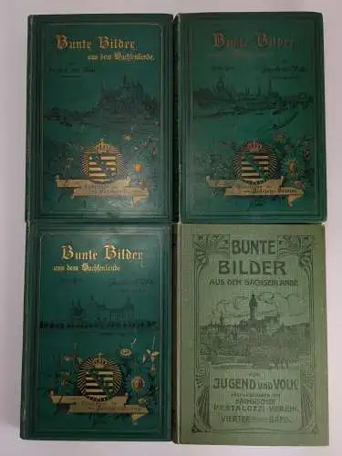 Buch: Bunte Bilder aus dem Sachsenlande I-IV, Pestalozzi-Verein, 4 Bände