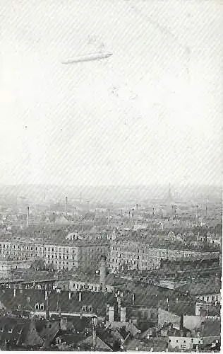 AKZeppelin über Leipzig, ca. 1913, gebraucht, gut