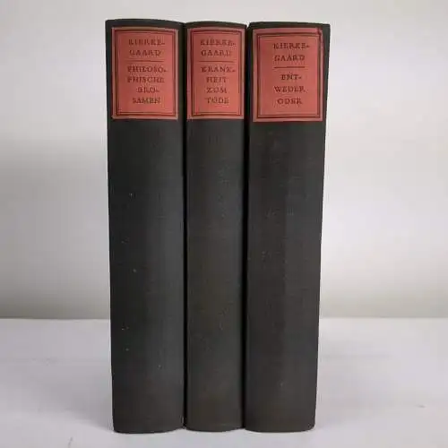 3 Bücher Sören Kierkegaard: Entweder oder; Krankheit zum Tode; Brosamen, Hegner