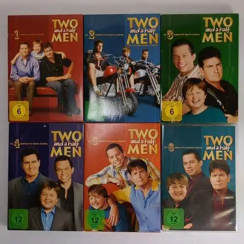 6 DVD-Boxen Two and a half men Staffel 1-6, Serie, Charlie Sheen, Jon Cryer