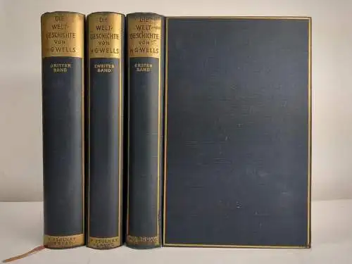 Buch: Die Weltgeschichte 1-3, H. G. Wells, 1928, Paul Zsolnay Verlag, 3 Bände