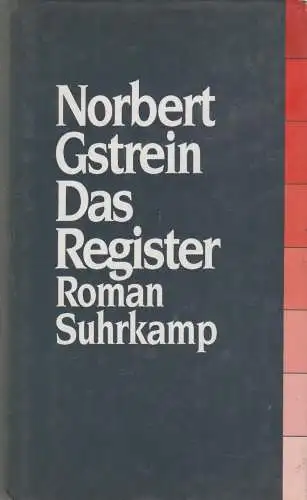 Buch: Das Register, Roman. Gstrein, Nobert, 1992, Suhrkamp Verlag, gebraucht gut