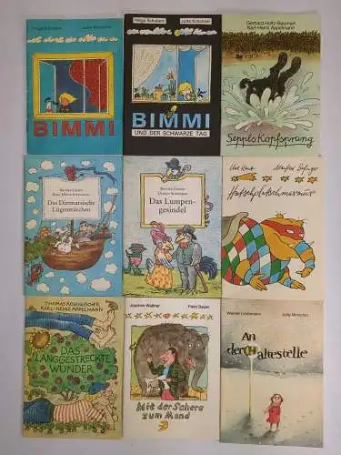 9 Hefte Minibuch Kinderbuchverlag: Bimmi,  Seppls Kopfsprung, Lügenmärchen; DDR