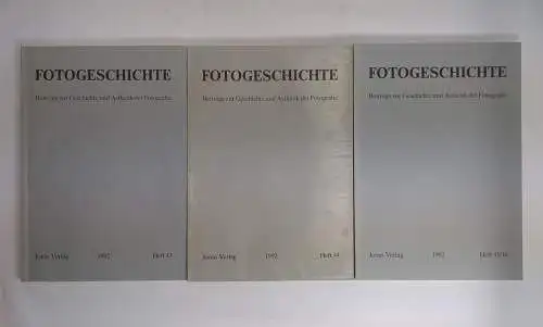 3 Hefte Fotogeschichte Heft 43-46 / 1992, Jahrgang 12, Jonas Verlag, Beiträge...